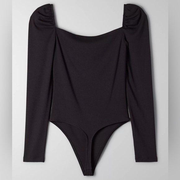 Wilfred Fortune Square Neck Puffed Sleeve Bodysuit Black - Picture 2 of 11